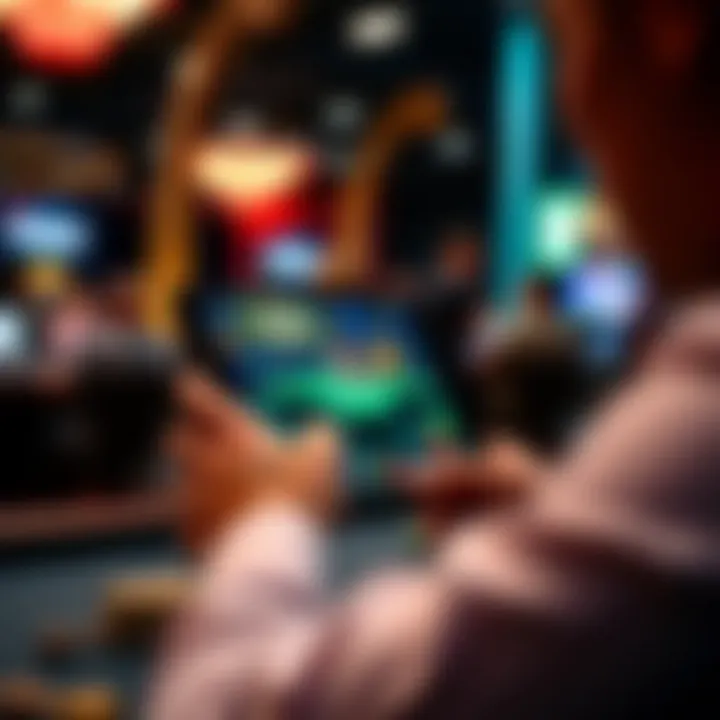 User engaging with a gaming app on a tablet