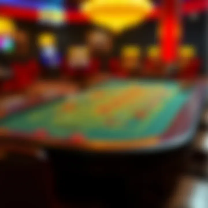 The Layout of a Casino Craps Table An overview of a casino craps table with vibrant colors and layout