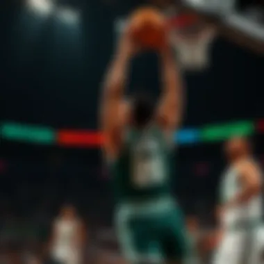 Celtics In Action Boston Celtics player making a crucial shot