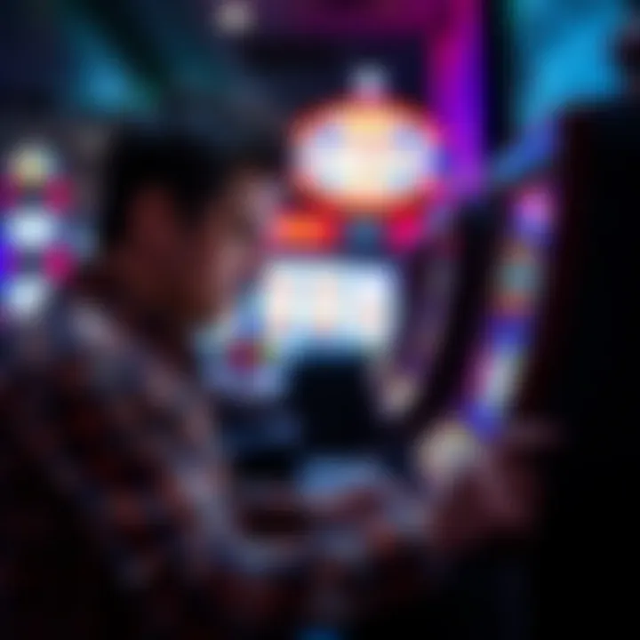 A strategic player engaged with a Cherry Bar slot machine, analyzing gameplay.