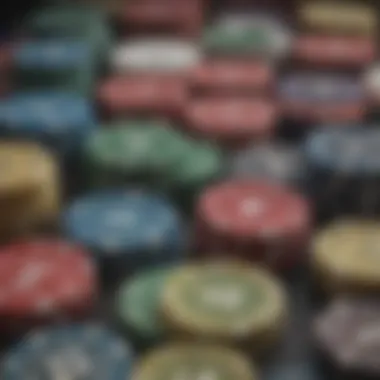 Variety of cash poker chips showcasing different designs and colors