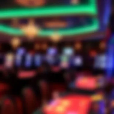 Interior of a luxurious casino with vibrant gaming tables