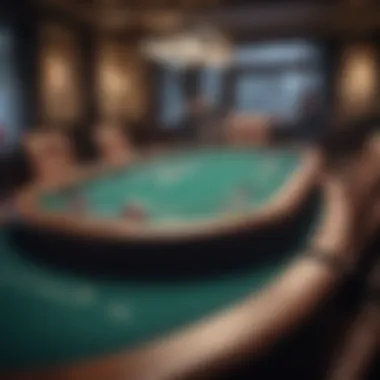 High-Stakes Poker Table A luxury poker table set up for a high-stakes game