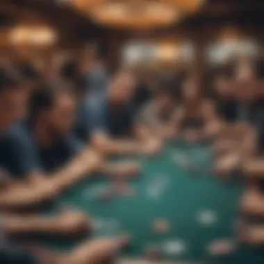 An overview of a bustling poker tournament scene