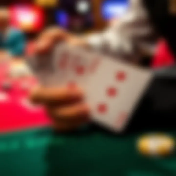 A close-up of blackjack cards showcasing the dealer's hand