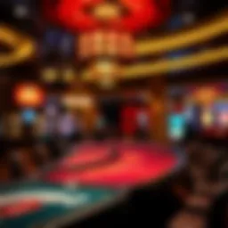 A vibrant scene of a casino featuring a variety of Chinese card games