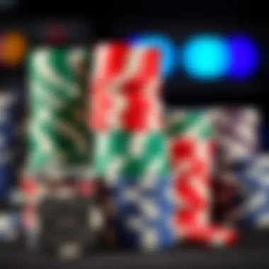 Poker Chips: The Heart of the Game A close-up view of poker chips stacked in vibrant colors, symbolizing strategy and chance