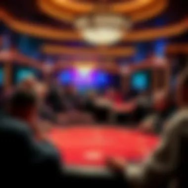 A vibrant poker table at Encore Casino with players engaged in a game.