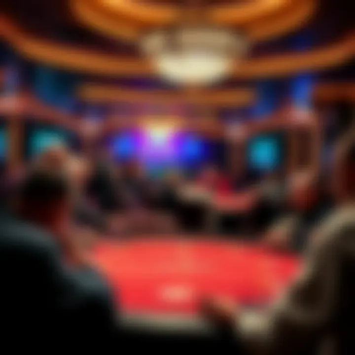 A vibrant poker table at Encore Casino with players engaged in a game.