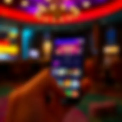 A smartphone displaying a vibrant casino app interface