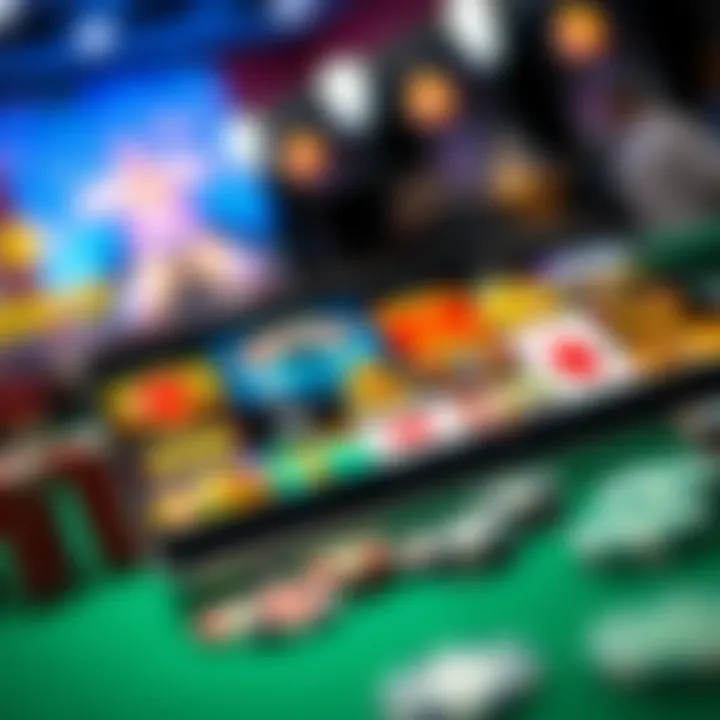 An overview of various casino games available on a tablet