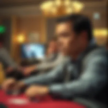 Strategic Contemplation in Poker A player contemplating strategies while playing poker