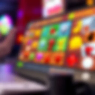 A vibrant virtual scratch card showcasing various symbols and colors.