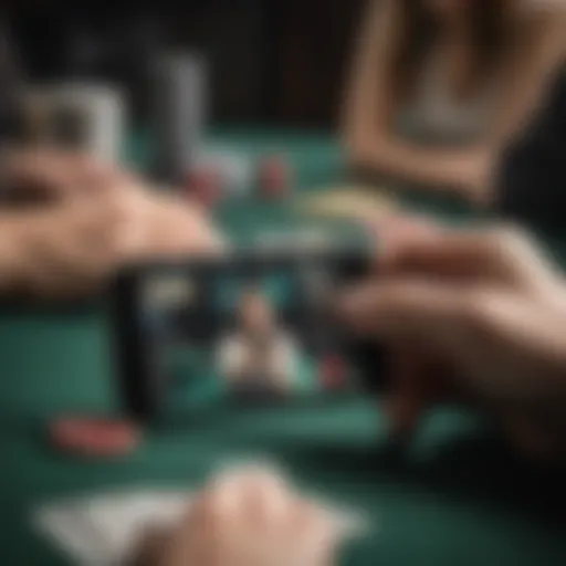 User engaging with a poker app on an Android device