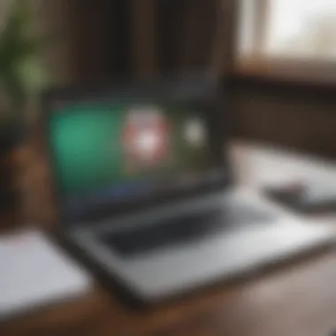 Engaging with Digital Poker Resources An open laptop displaying a digital poker book alongside a notebook and pen