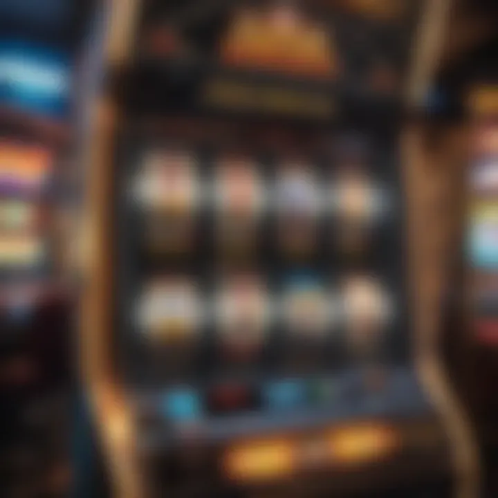 Virtual slot machine display with vibrant graphics