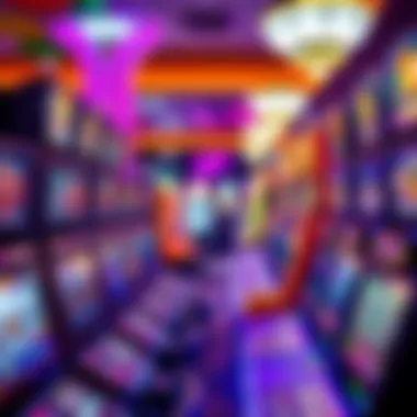 Variety of slot machines showcased in a colorful casino environment
