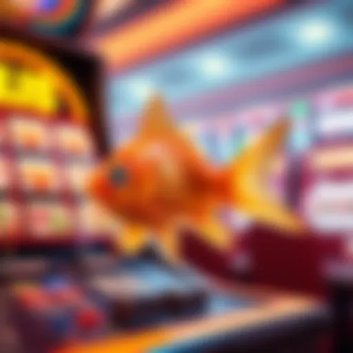 Vibrant goldfish character in a virtual slot machine setting
