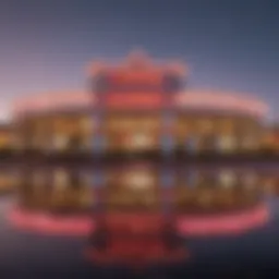 Exterior view of a vibrant Indian casino nestled in the California landscape