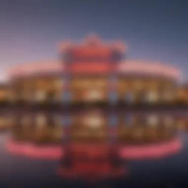 Exterior view of a vibrant Indian casino nestled in the California landscape