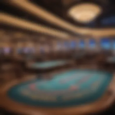 Modern Casino Interior Featuring Gaming Tables Interior of a modern casino showcasing gaming tables
