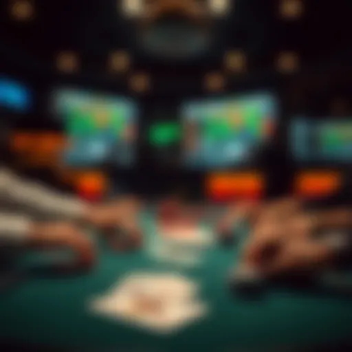 Online poker table setup with cards and chips