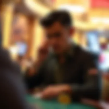 Strategizing in Spanish 21 A player deep in thought while strategizing in a game of Spanish 21