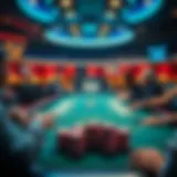 A vibrant virtual poker table showcasing an exciting game of Texas Hold'em.