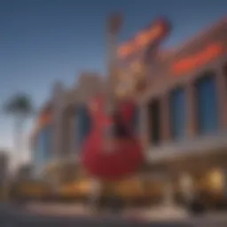 Exterior view of the Hard Rock Casino showcasing its iconic guitar-shaped hotel.