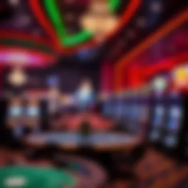 A vibrant casino floor showcasing gaming tables and colorful slot machines