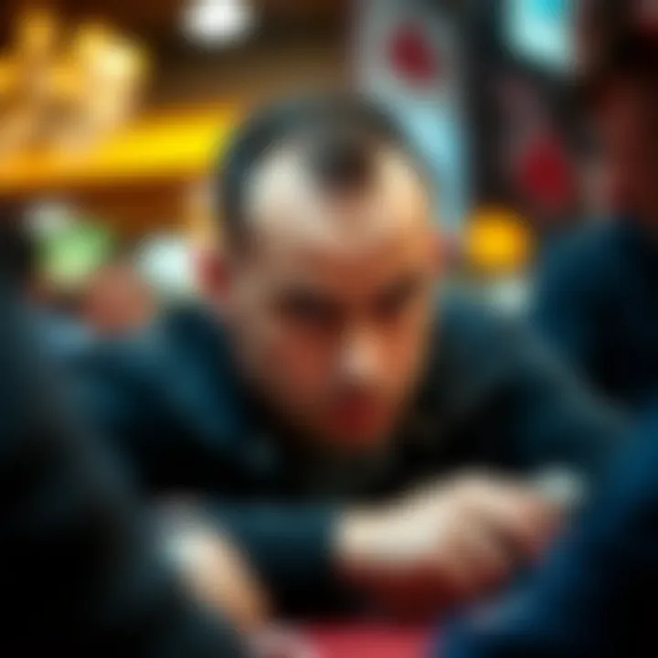 An intense player focusing on a game of PokerStars Holdem