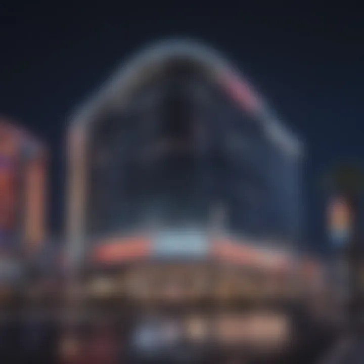 Exterior view of the LINQ Hotel and Casino with neon lights