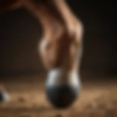 A close-up view of a horse's hoof, emphasizing the strength and agility.