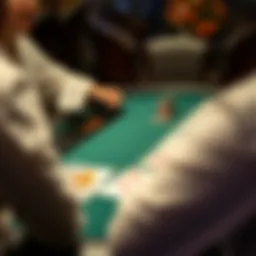 An overview of a five-card poker table setup