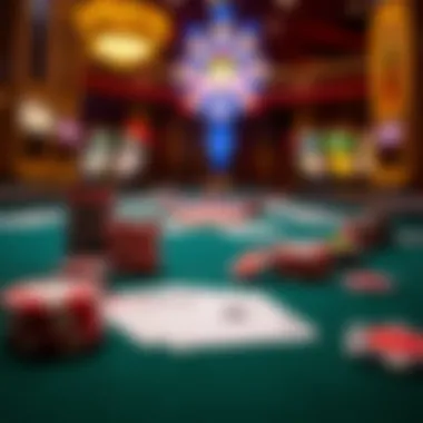 A table showcasing an array of gaming chips and cards for players