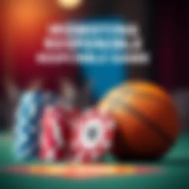 A responsible gambling reminder with betting chips and a basketball
