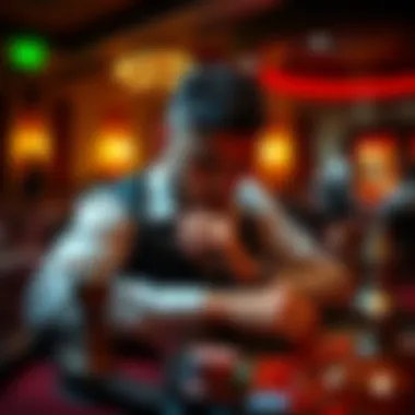 An individual contemplating their next move at a roulette table, illustrating the strategic elements of gameplay. Player strategizing at a roulette table