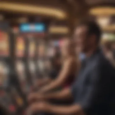 A player celebrating a big win at a slot machine in Las Vegas