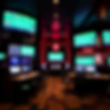 Inside the Hollywood Joliet Sportsbook Interior layout of the sportsbook highlighting betting kiosks and screens