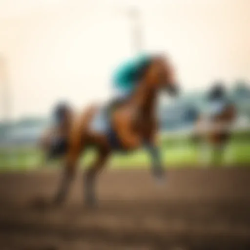 A stunning racehorse in full gallop on the track