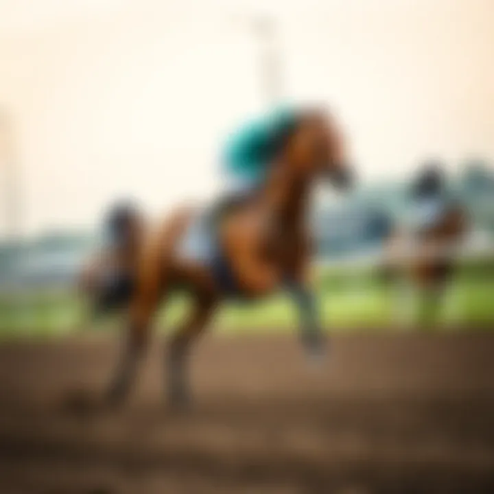 The Thrill of the Race A stunning racehorse in full gallop on the track