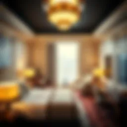 Luxurious casino hotel room interior showcasing elegant decor and amenities