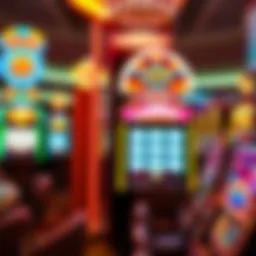 A vibrant casino scene showcasing a large jackpot display