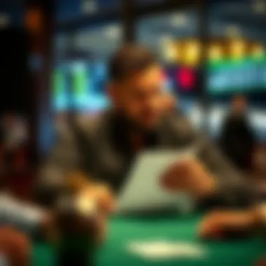 A thoughtful bettor reviewing strategies and statistics in a serene environment.