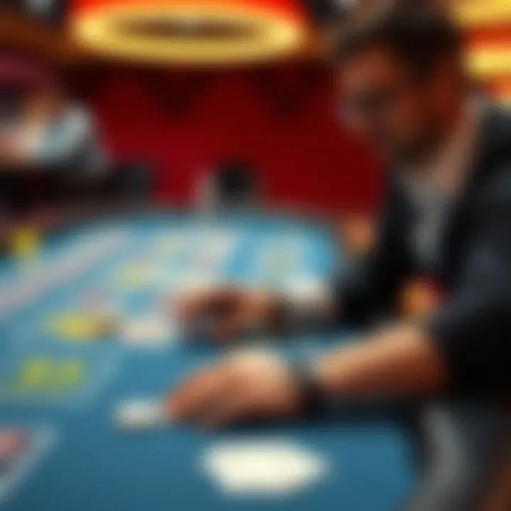 Close-up of a player engaging with a virtual poker table