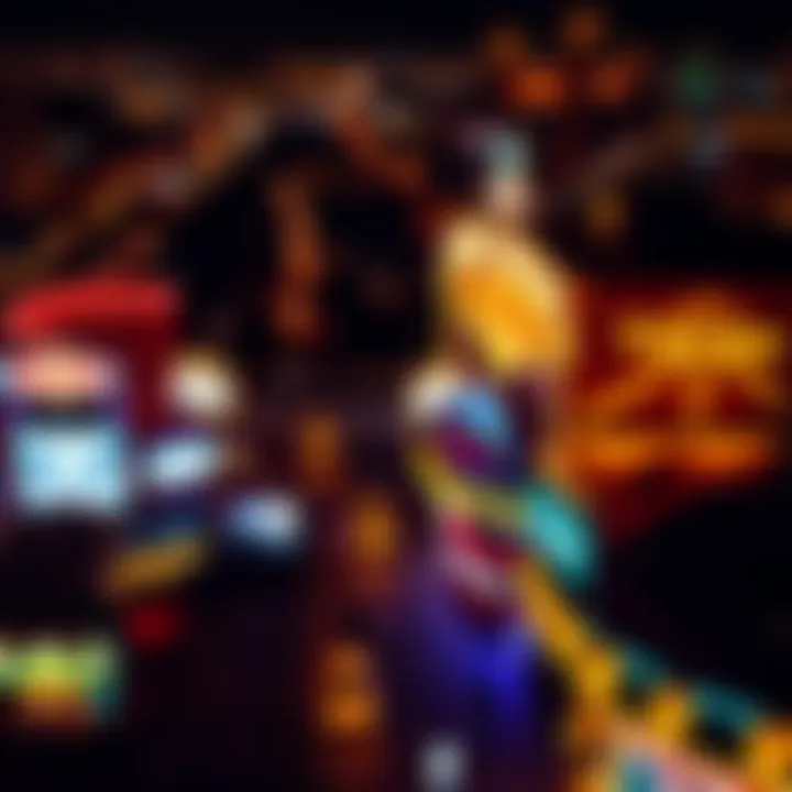 An aerial view showcasing the vibrant nightlife surrounding Las Vegas casinos.