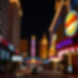 The grandeur of iconic Las Vegas Strip casinos at night.