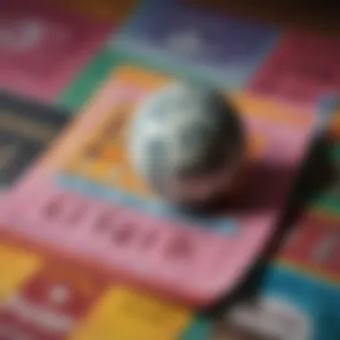 Close-up of a lottery ticket with a colorful background