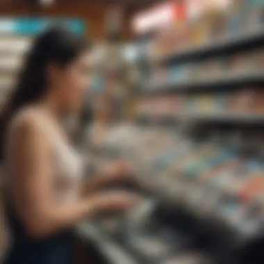 A person purchasing a lottery ticket at a convenience store