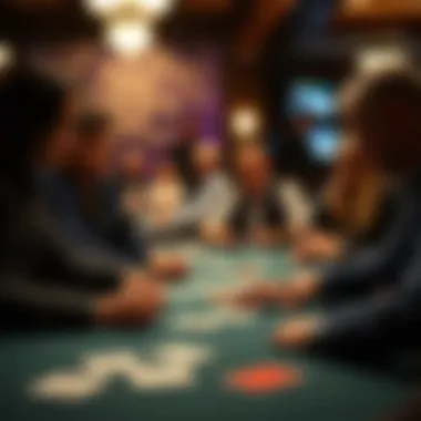 An engaging scene of players focusing on their blackjack game